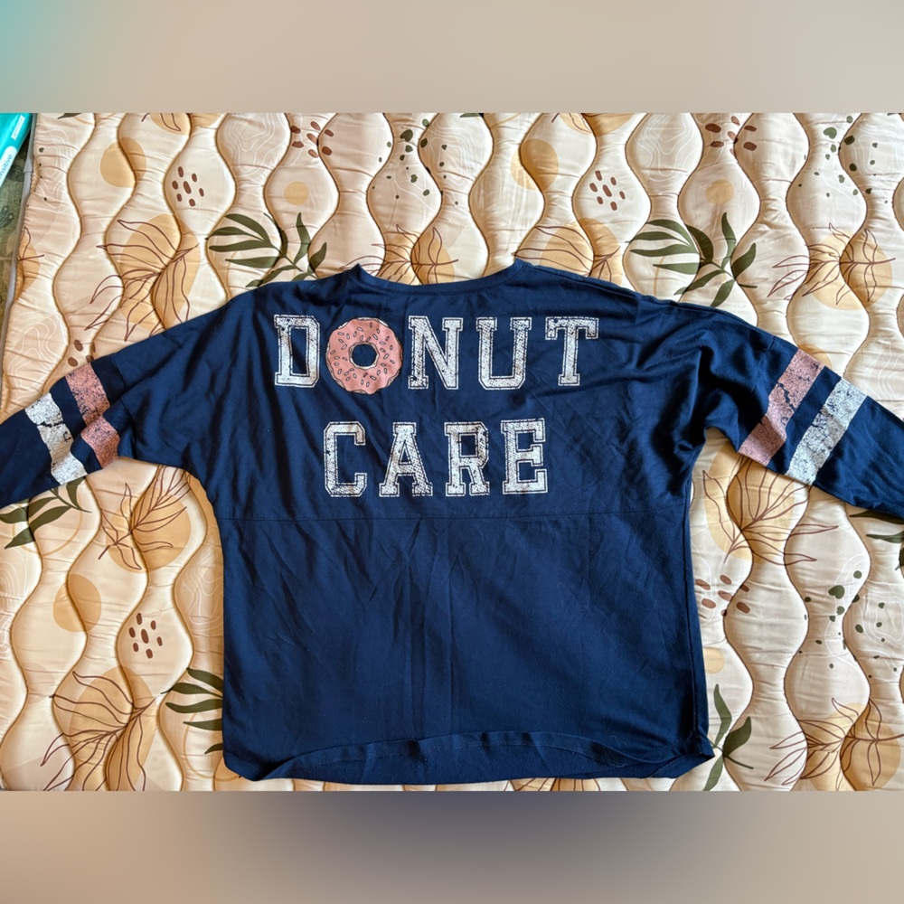 Navy Blue 'Donut Care' Graphic Shirt